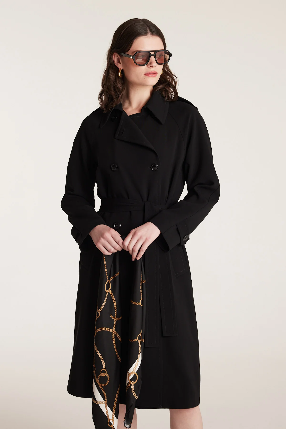 Chain Silk Scarf - Black/Gold - Image 3