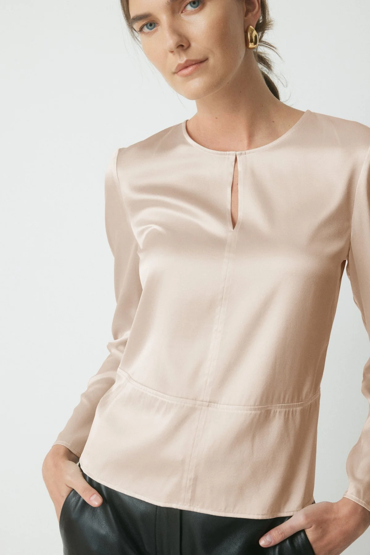 Chandler Split Neck Top - Eggshell - Image 2