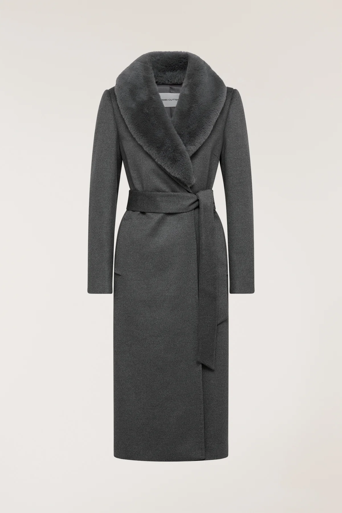 Fur Collar Coat - Charcoal - Image 3