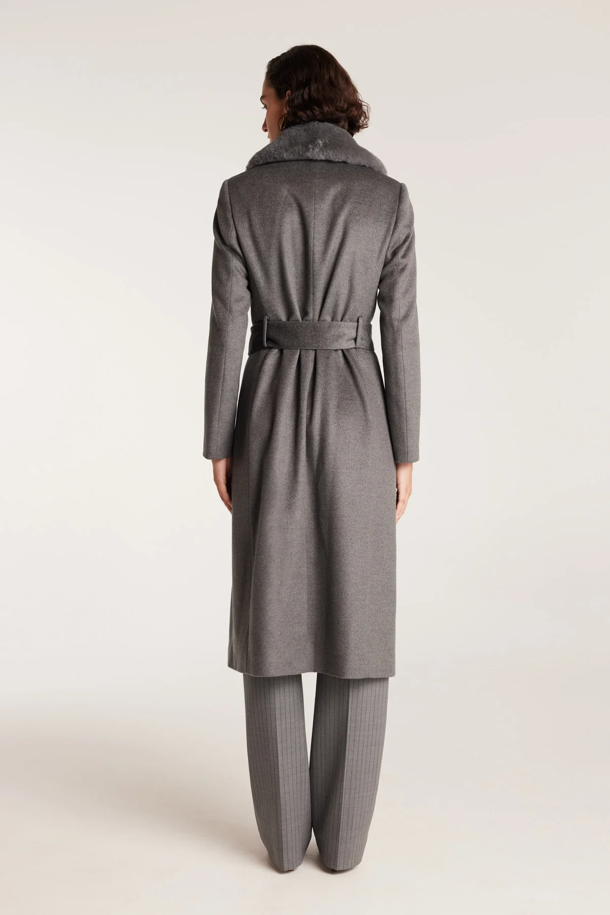Fur Collar Coat - Charcoal - Image 7