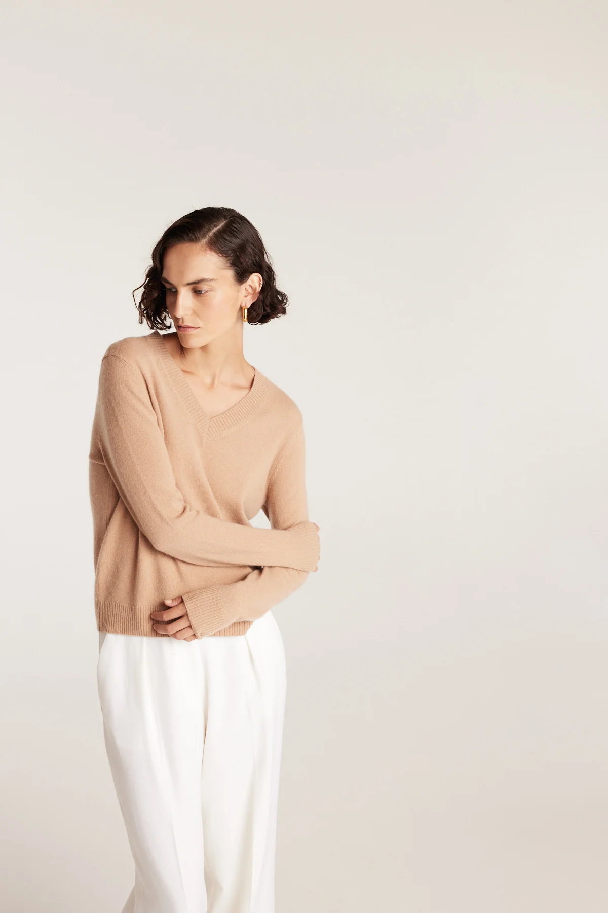 Cashwool V Neck Jumper - Chestnut - Image 7