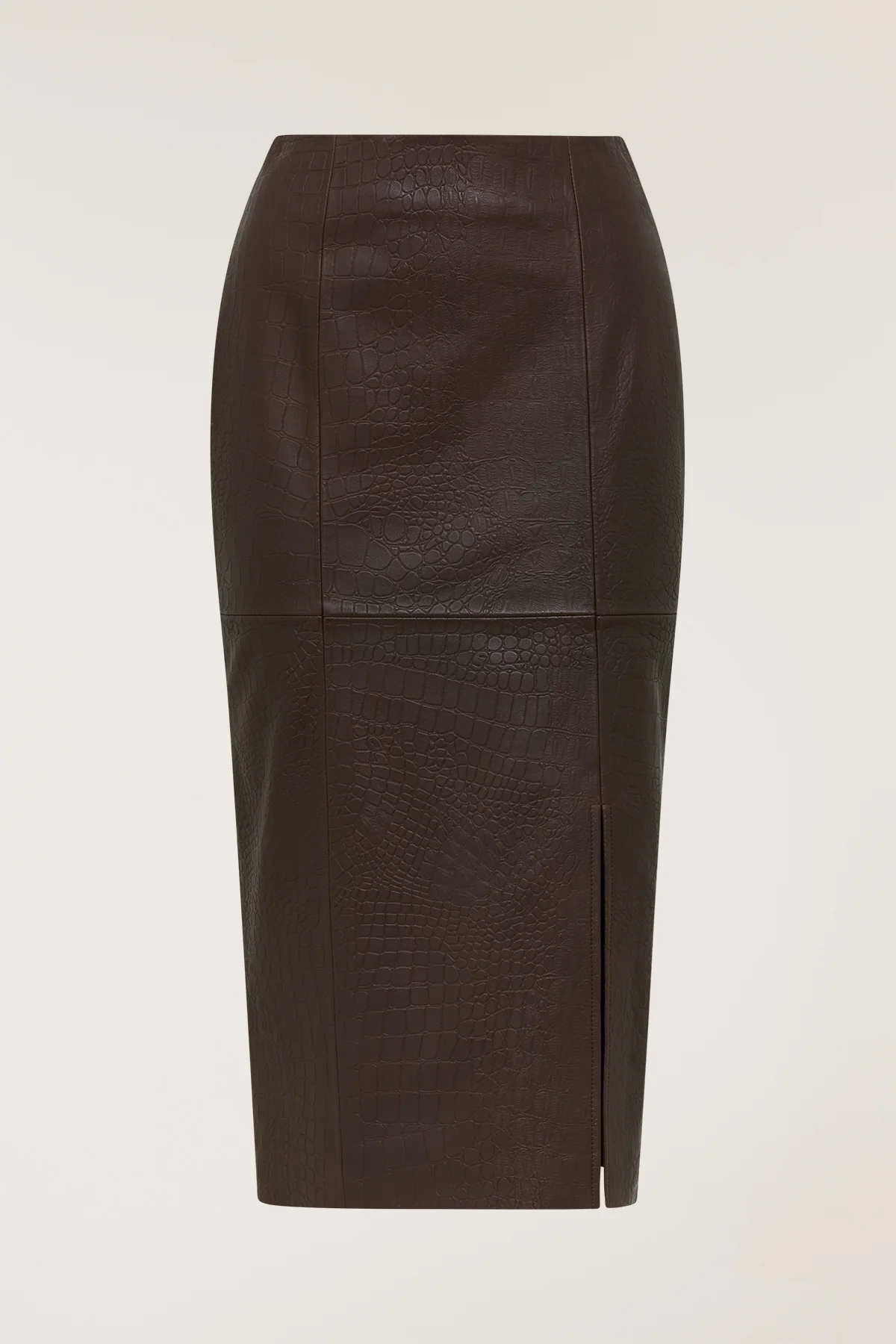 Croc Leather Skirt - Chocolate - Image 4