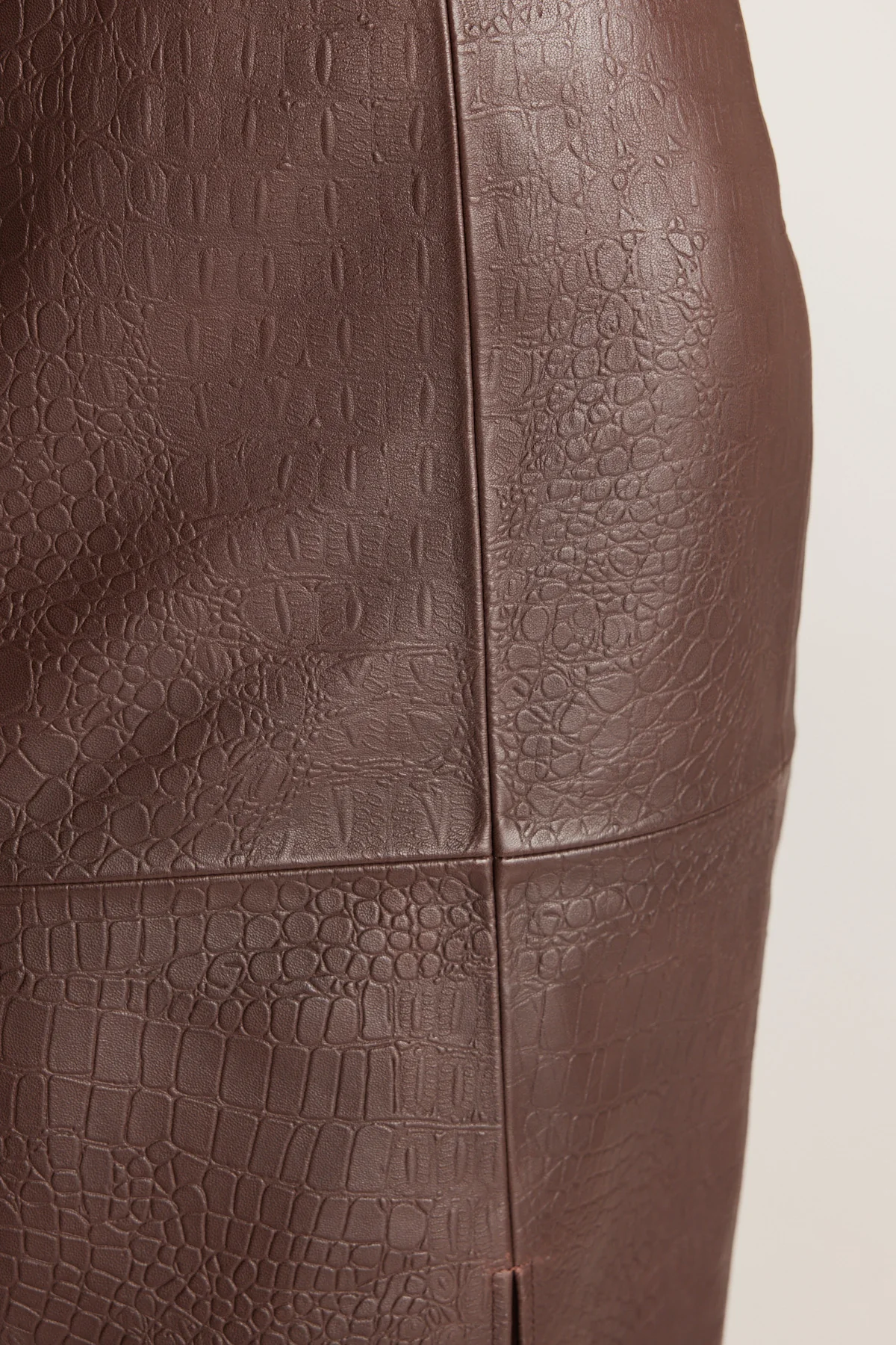Croc Leather Skirt - Chocolate - Image 6
