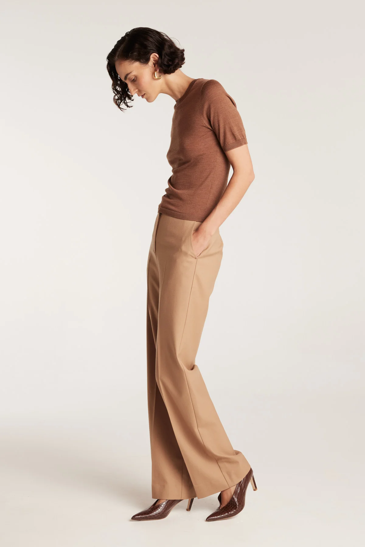 Clemence Wool Pant - Tan - Image 3