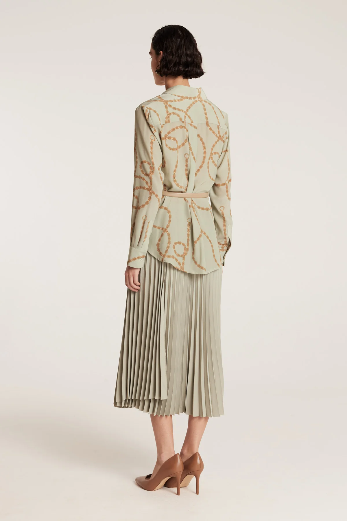 Collette Silk Shirt - Green/Gold - Image 4