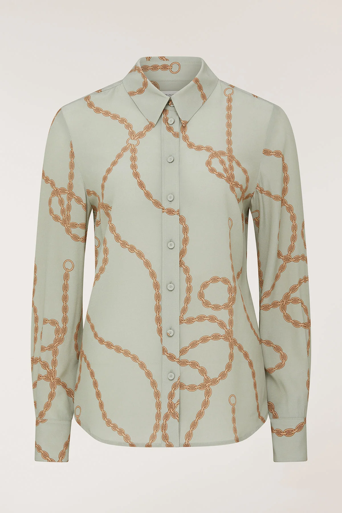 Collette Silk Shirt - Green/Gold - Image 6