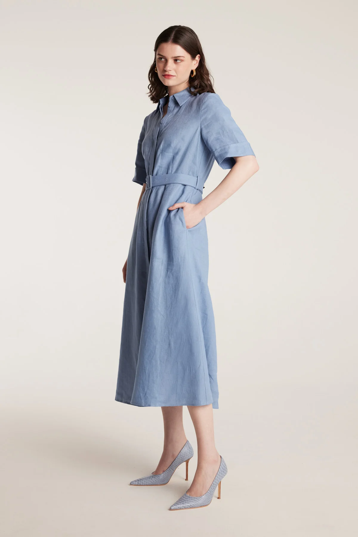 Lucinda Shirtmaker Dress - Cornflower - Image 3
