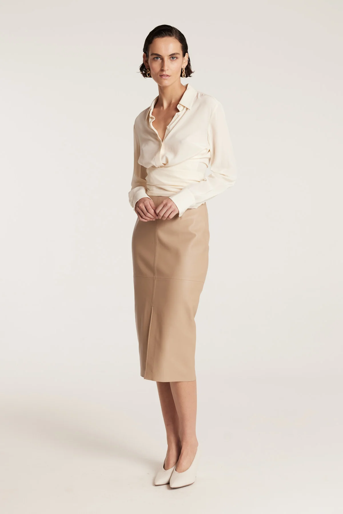 Wrap Silk Shirt - Cream