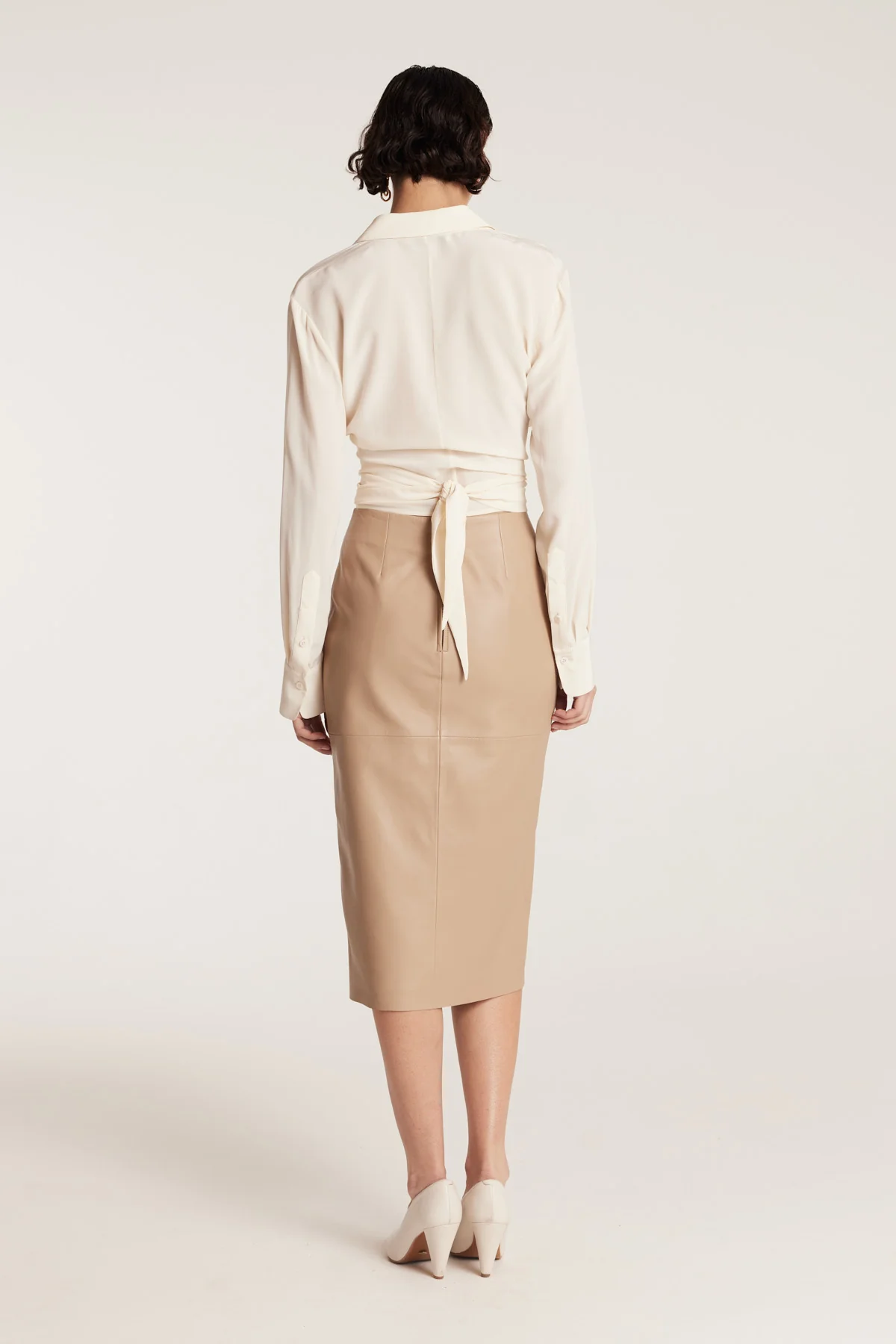 Wrap Silk Shirt - Cream - Image 4