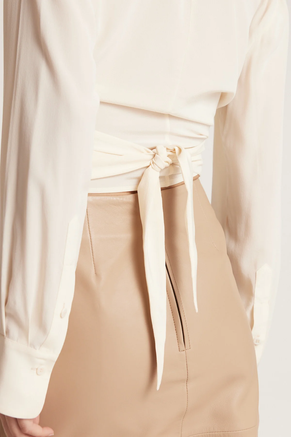 Wrap Silk Shirt - Cream - Image 5