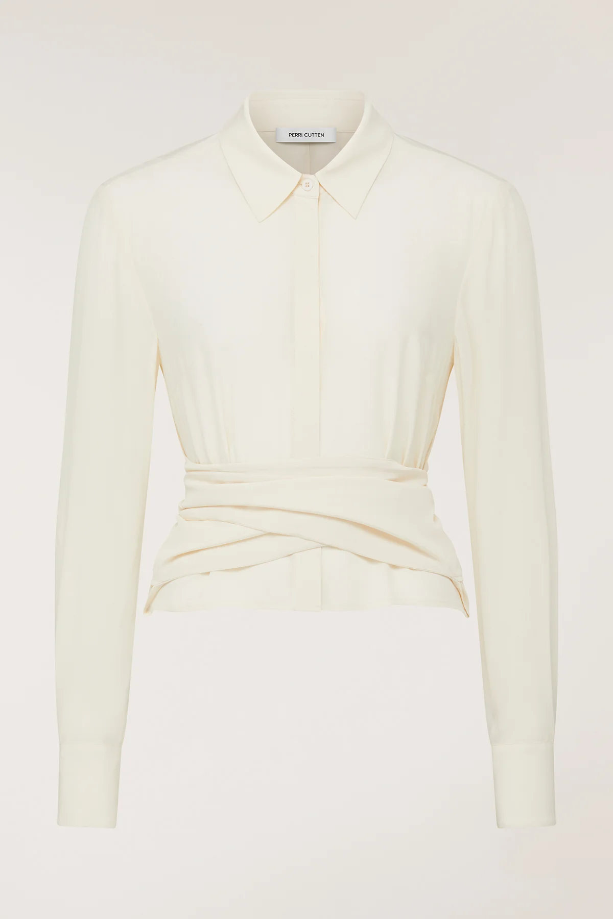 Wrap Silk Shirt - Cream - Image 6
