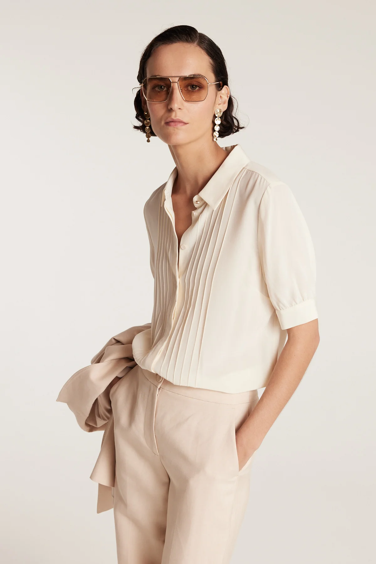 Silk Ss Shirt - Cream - Image 2