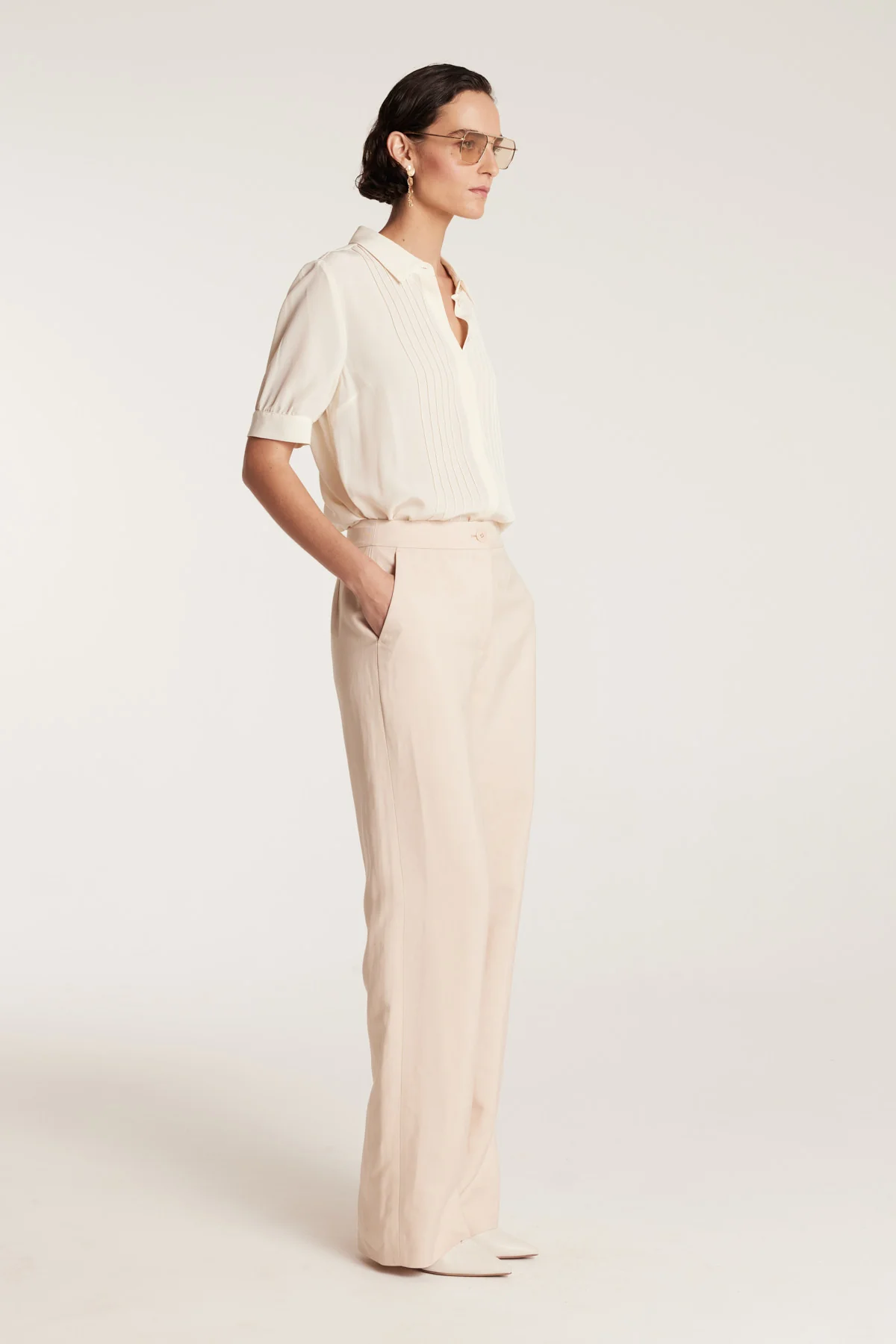 Silk Ss Shirt - Cream - Image 3
