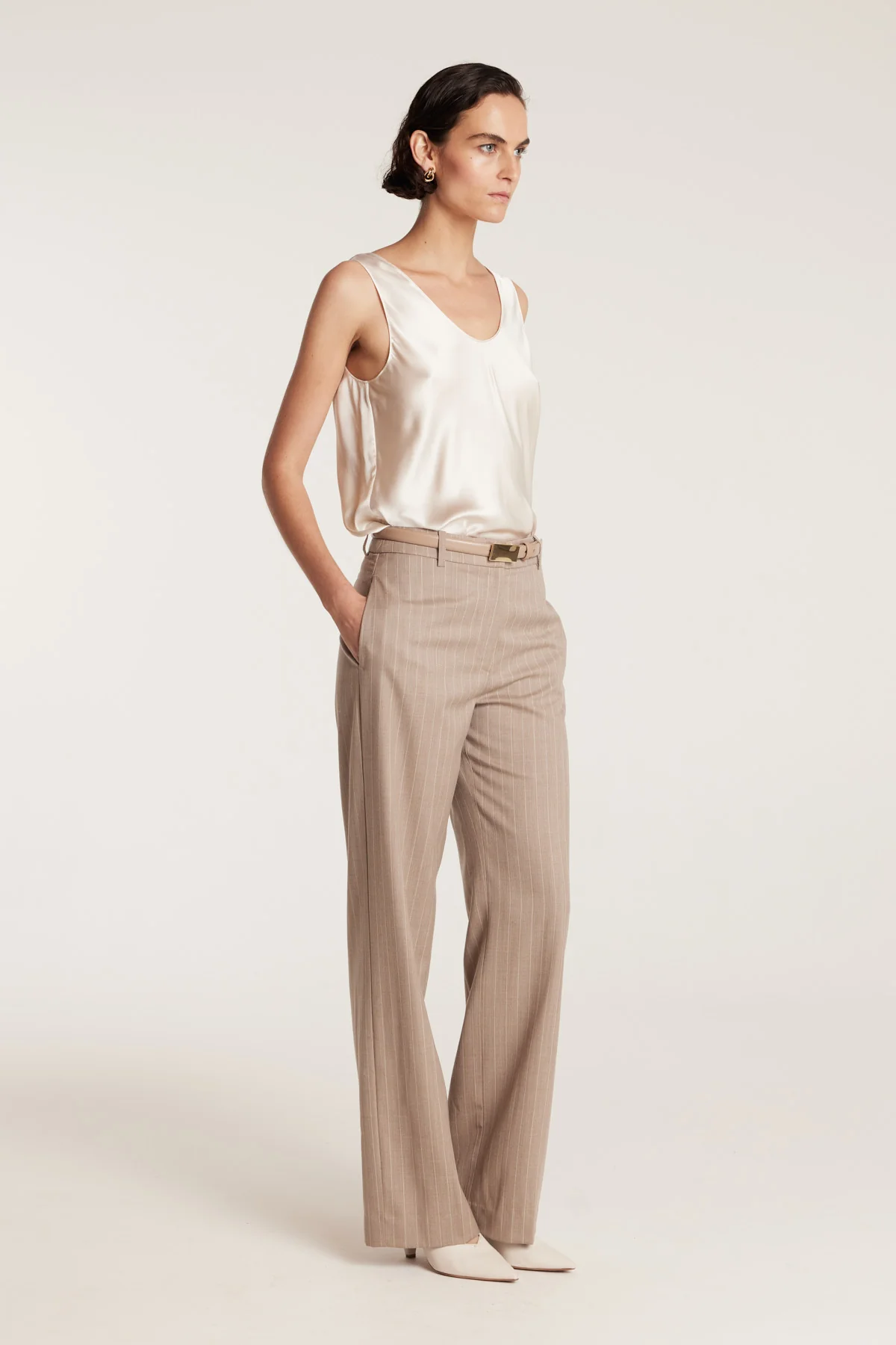 Silk Bias Singlet - Cream - Image 3