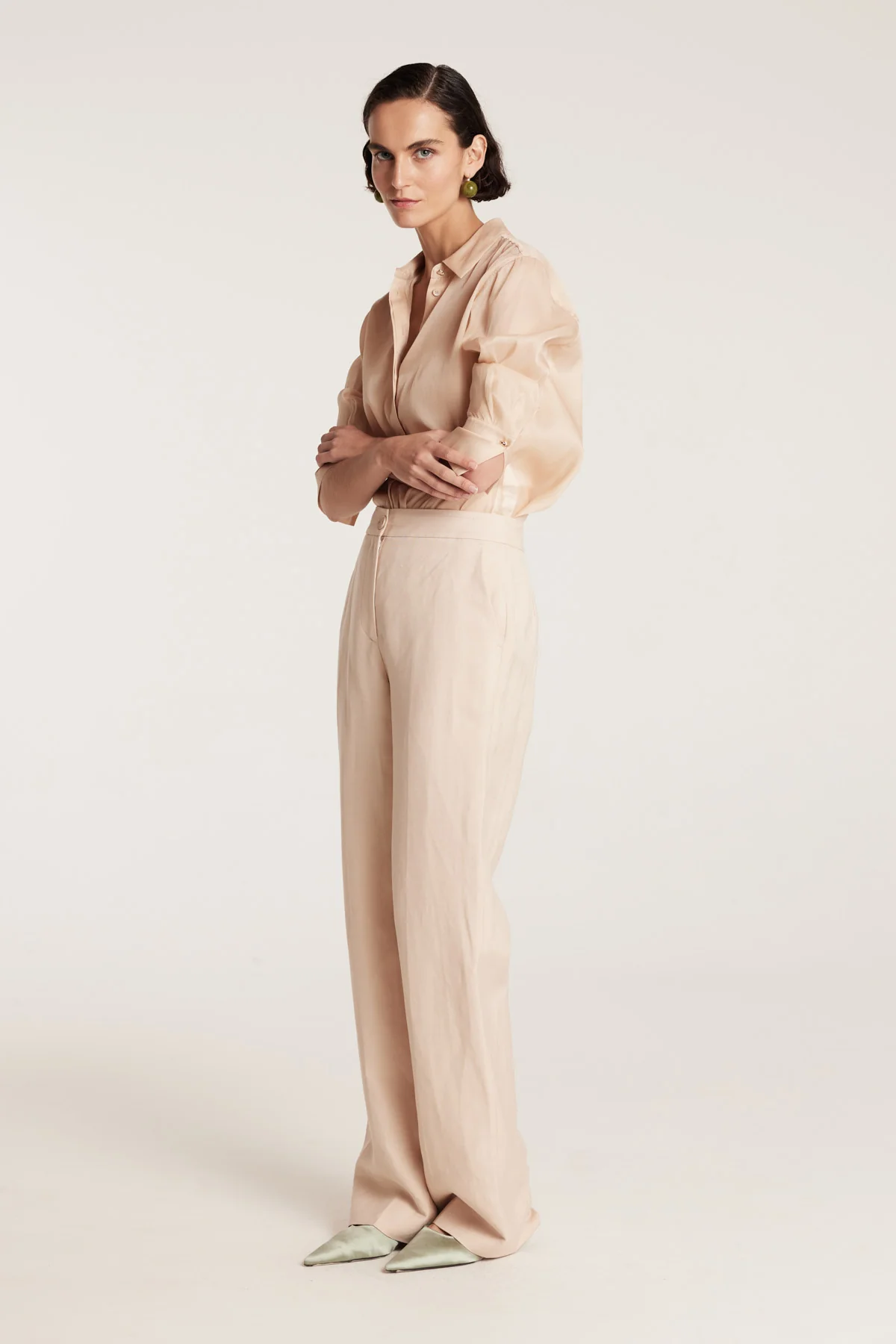 Silk Organza Shirt - Dark Gold - Image 3