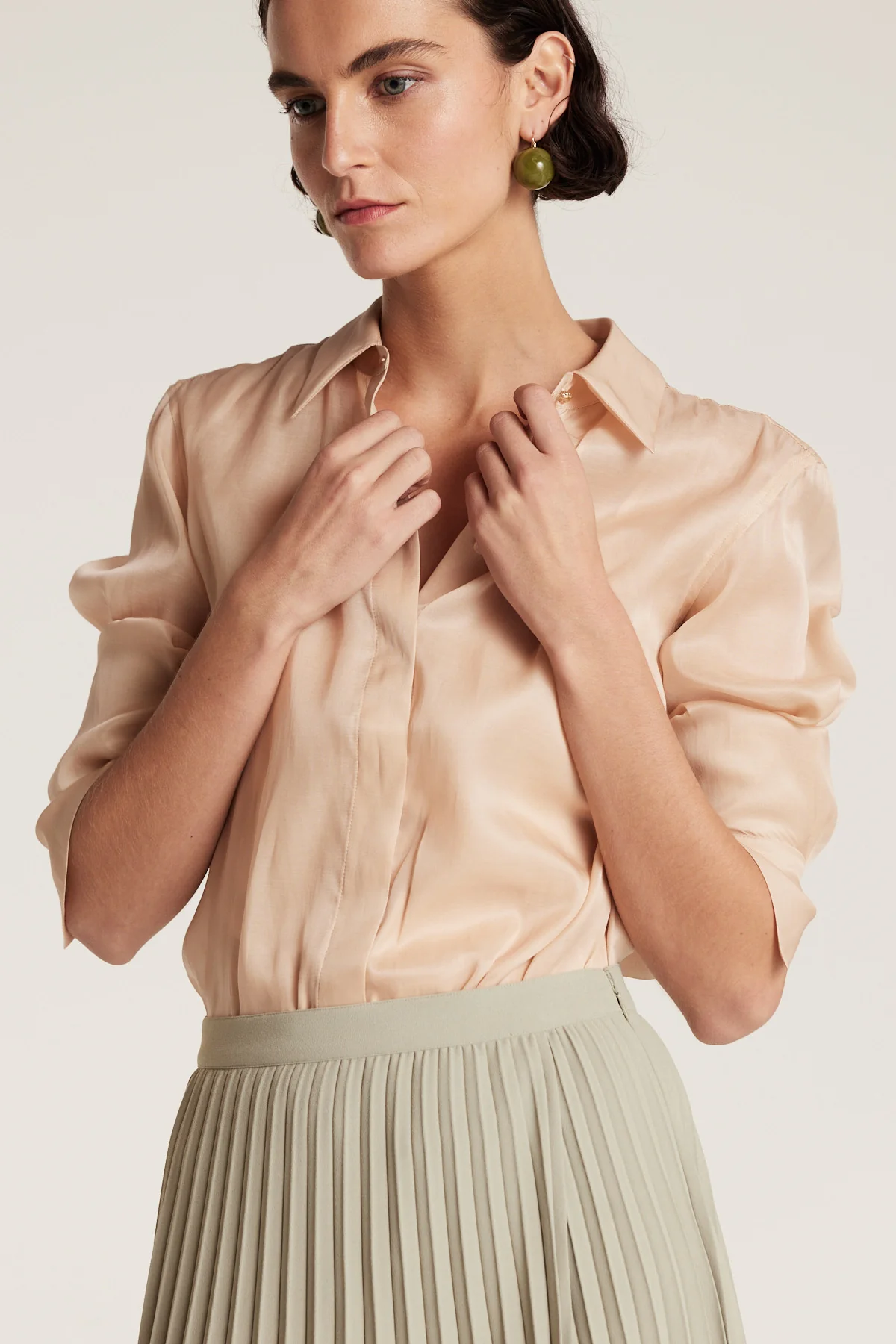 Silk Organza Shirt - Dark Gold - Image 5