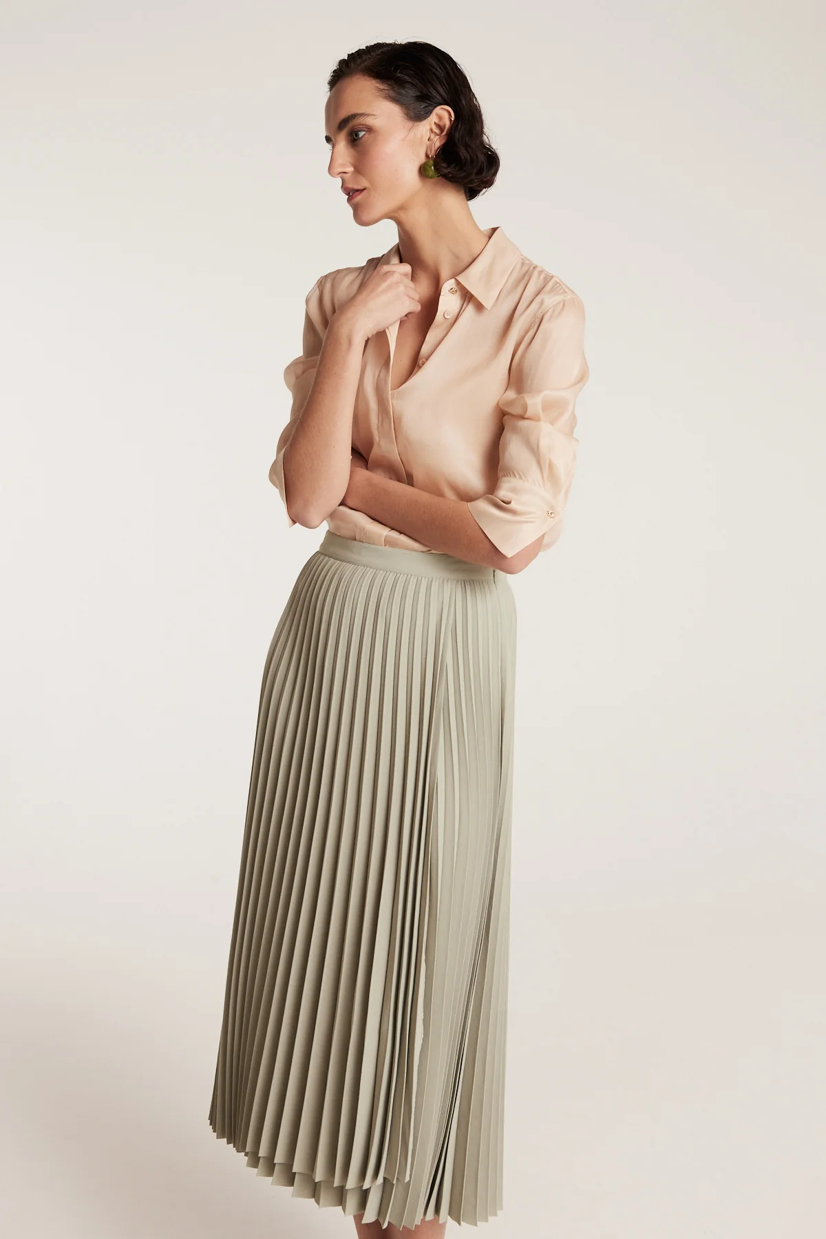 Silk Organza Shirt - Dark Gold - Image 7