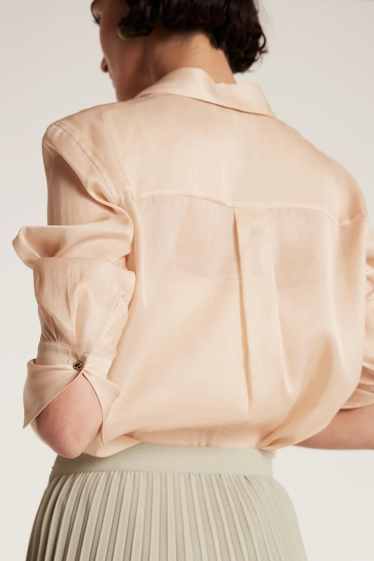 Silk Organza Shirt - Dark Gold - Image 8