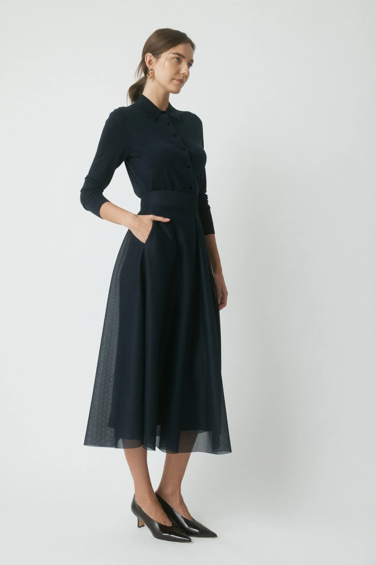Devon Merino Knit Shirt - Navy - Image 3
