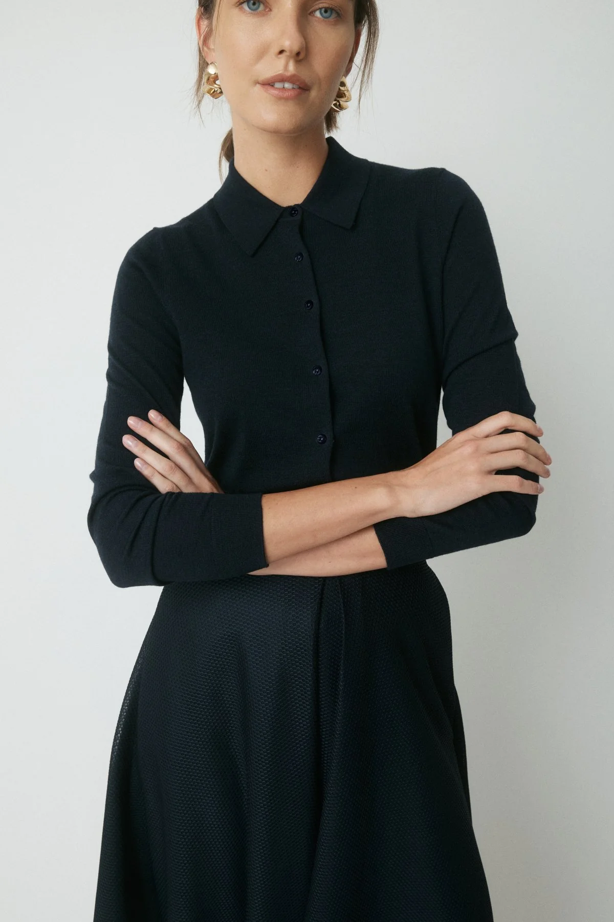 Devon Merino Knit Shirt - Navy - Image 5