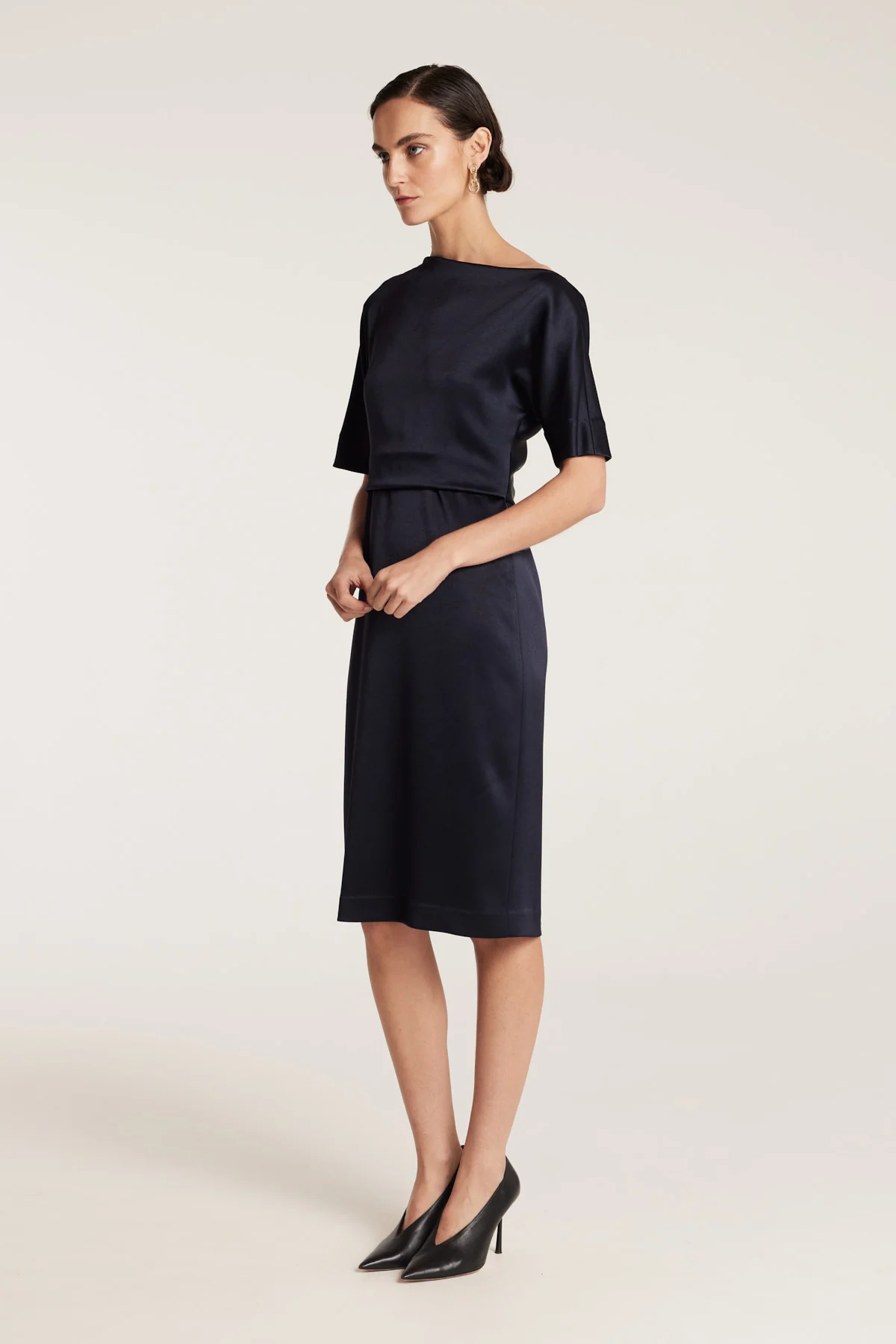 Drape Dress - Navy - Image 3