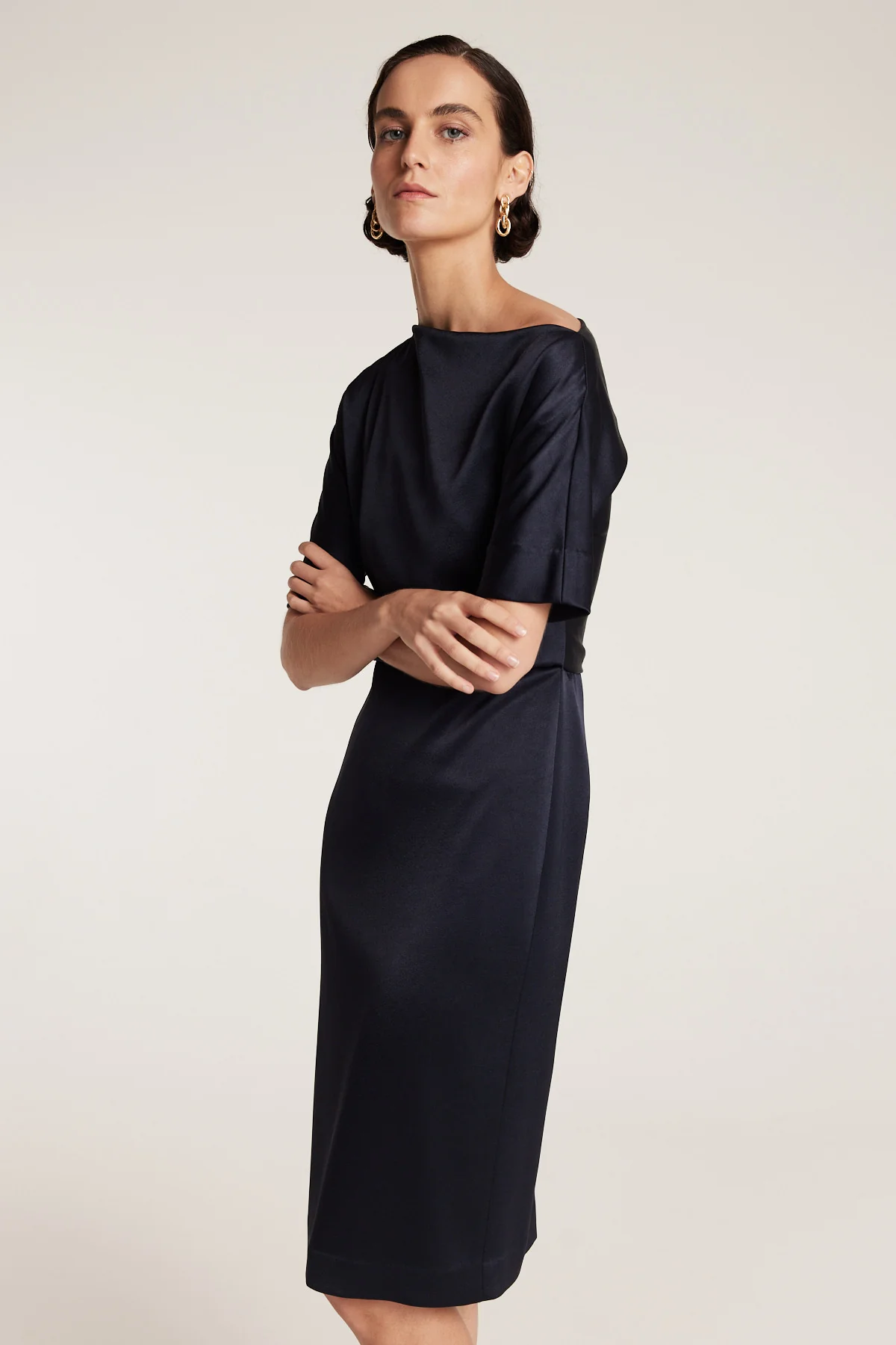 Drape Dress - Navy - Image 5
