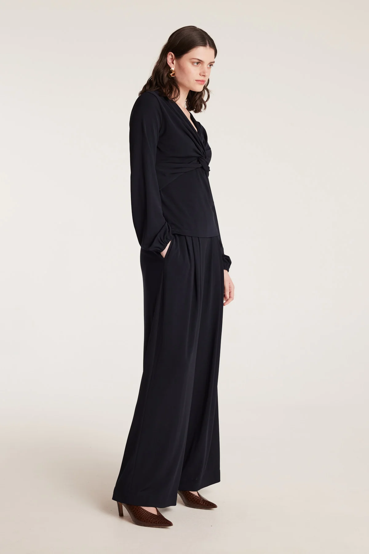 Ella Long Sleeve Top - Navy - Image 3