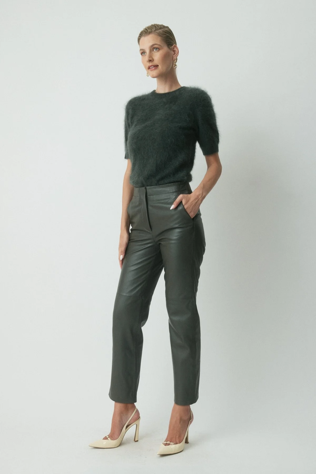 Ellis Cashmere Top - Dark Olive - Image 3