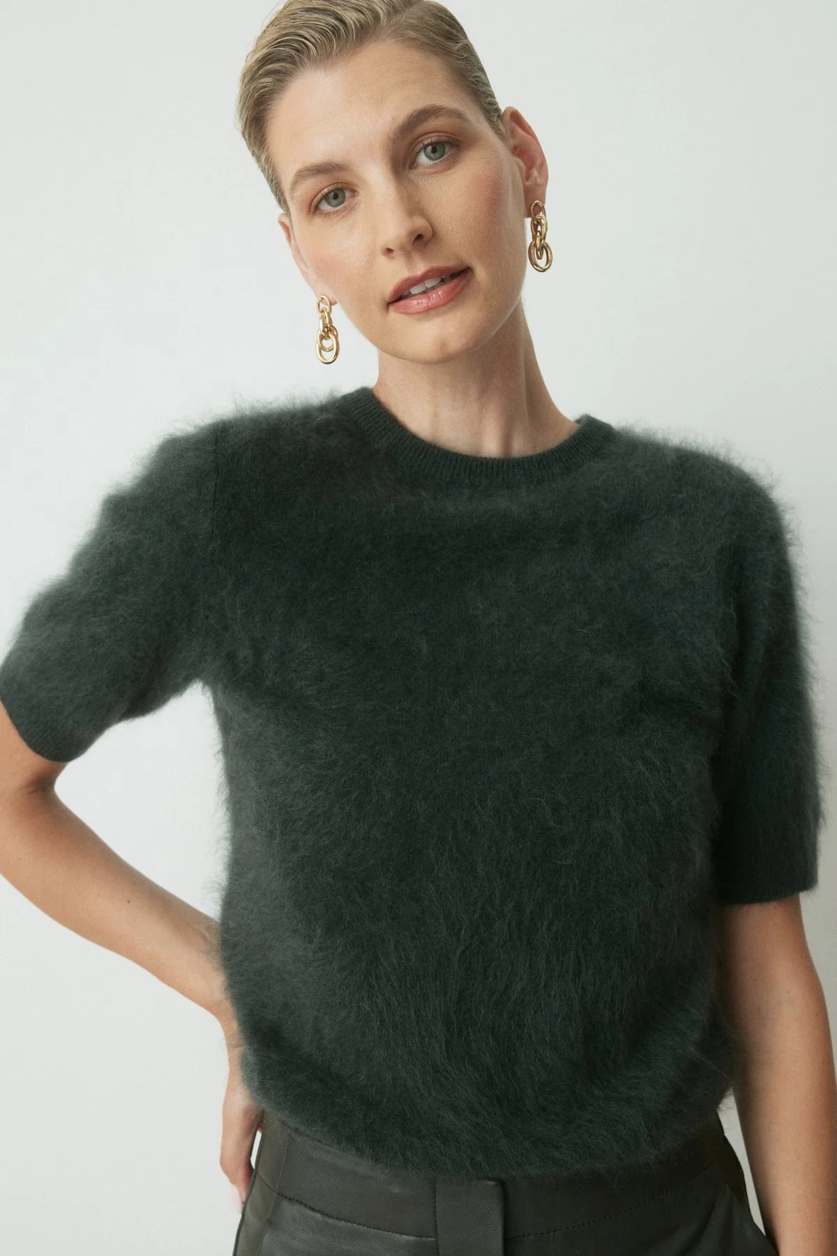 Ellis Cashmere Top - Dark Olive - Image 5