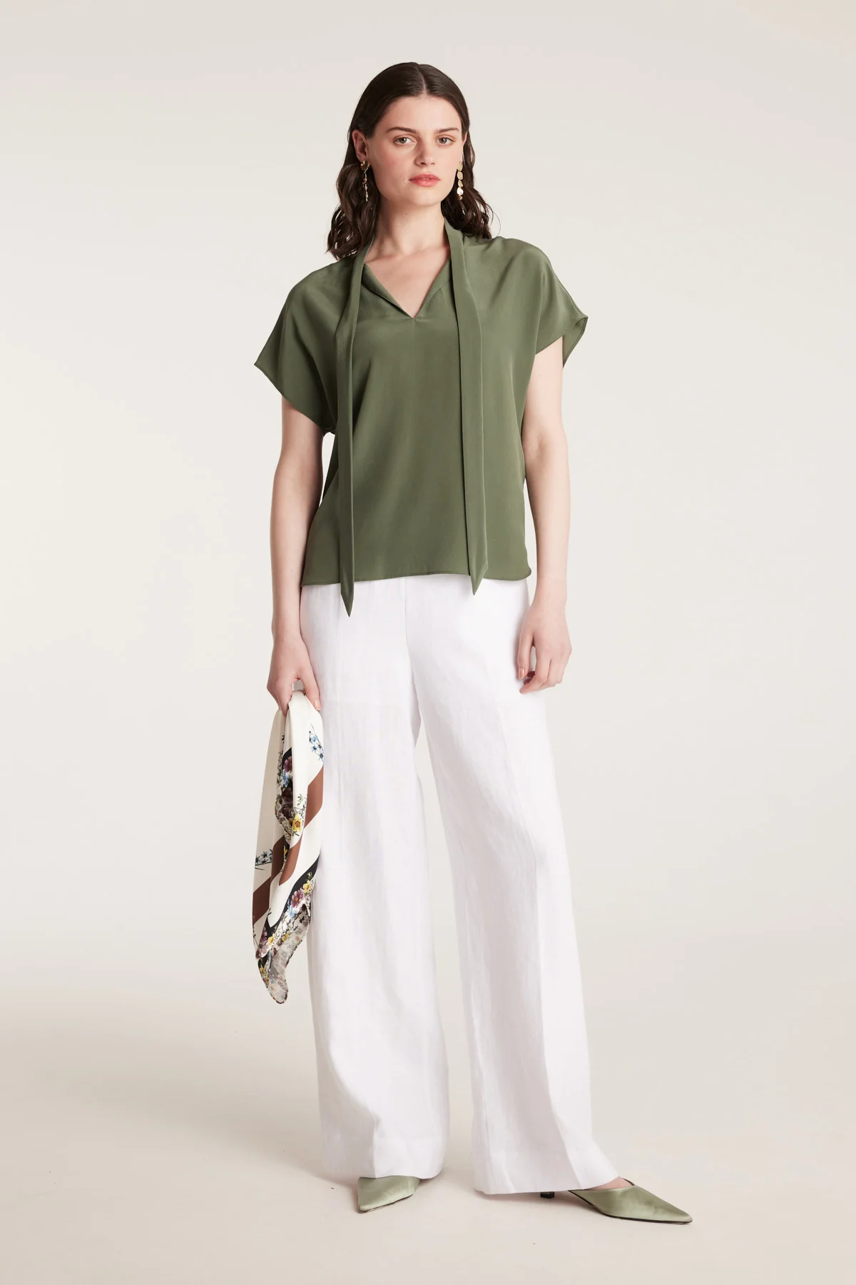 Elly Silk Top - Leaf Green