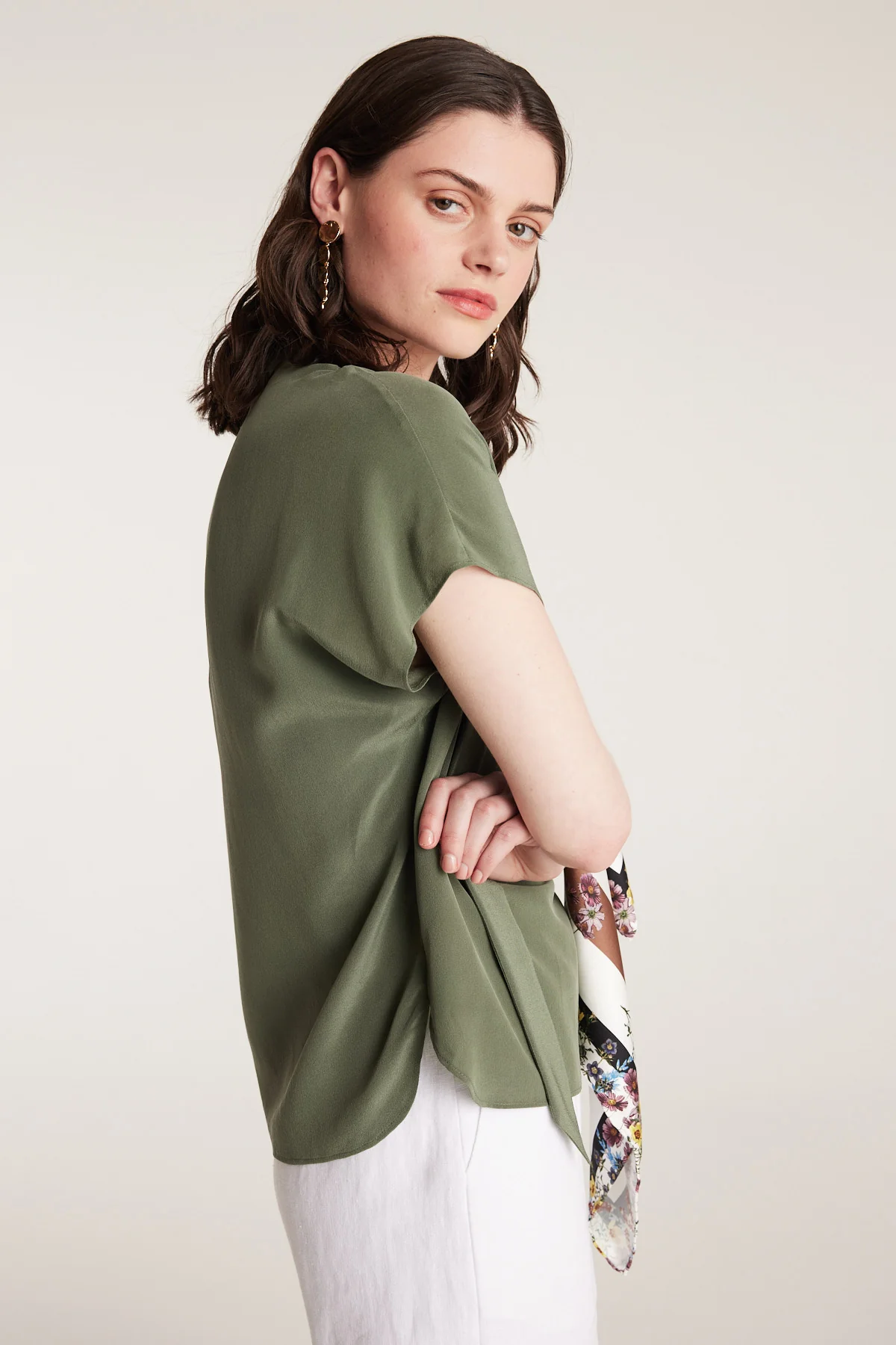 Elly Silk Top - Leaf Green - Image 6
