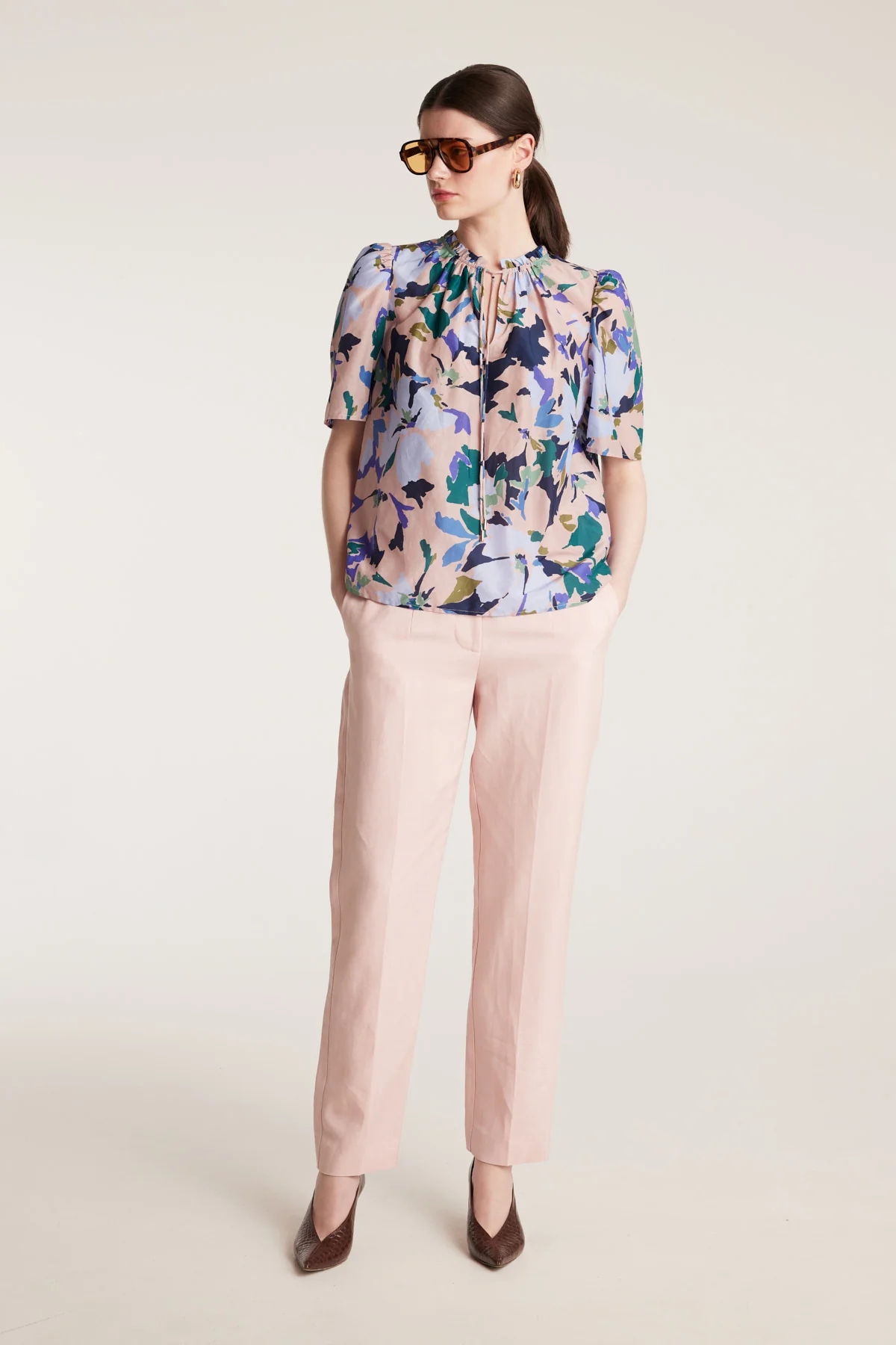 Fleur Silk Top - Pink/Print