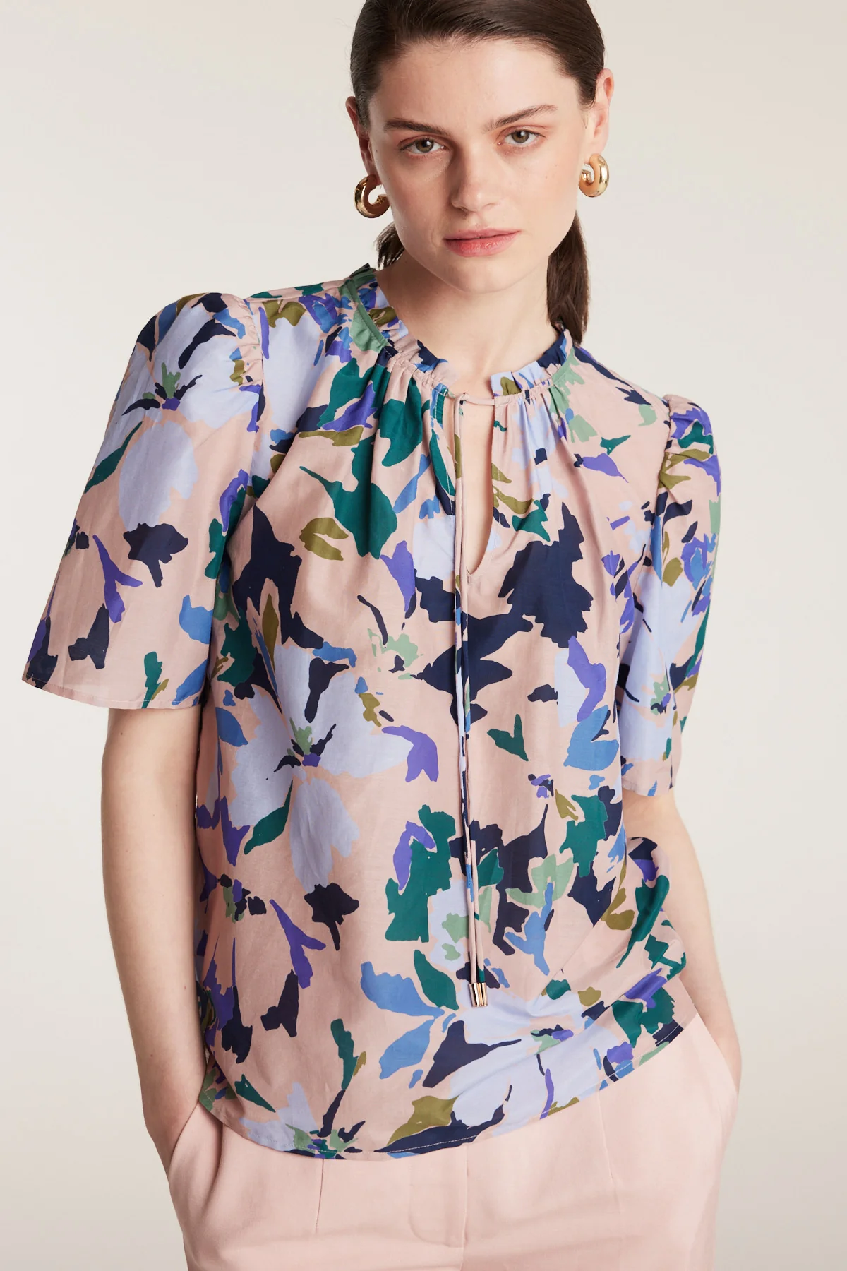 Fleur Silk Top - Pink/Print - Image 2