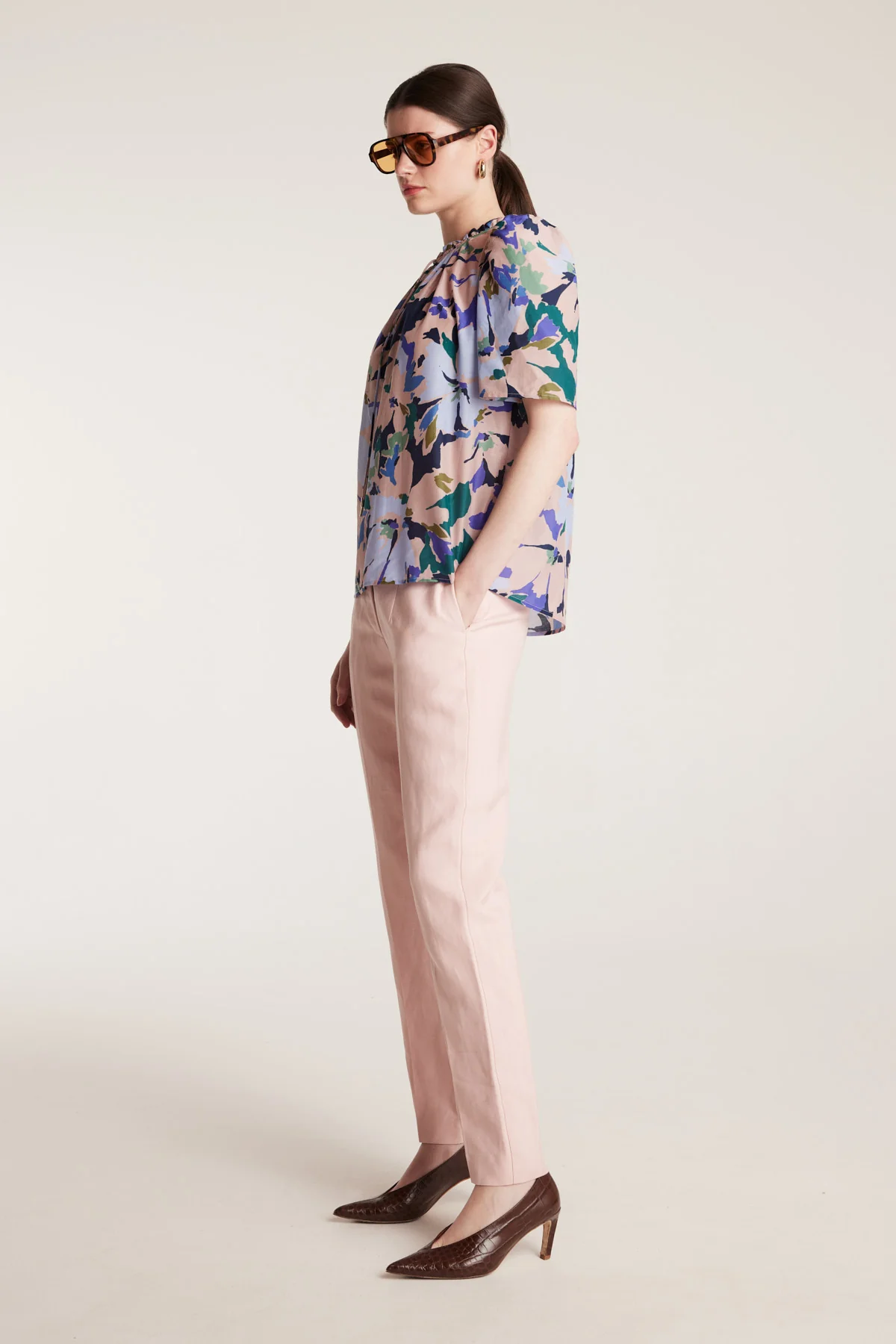 Fleur Silk Top - Pink/Print - Image 3