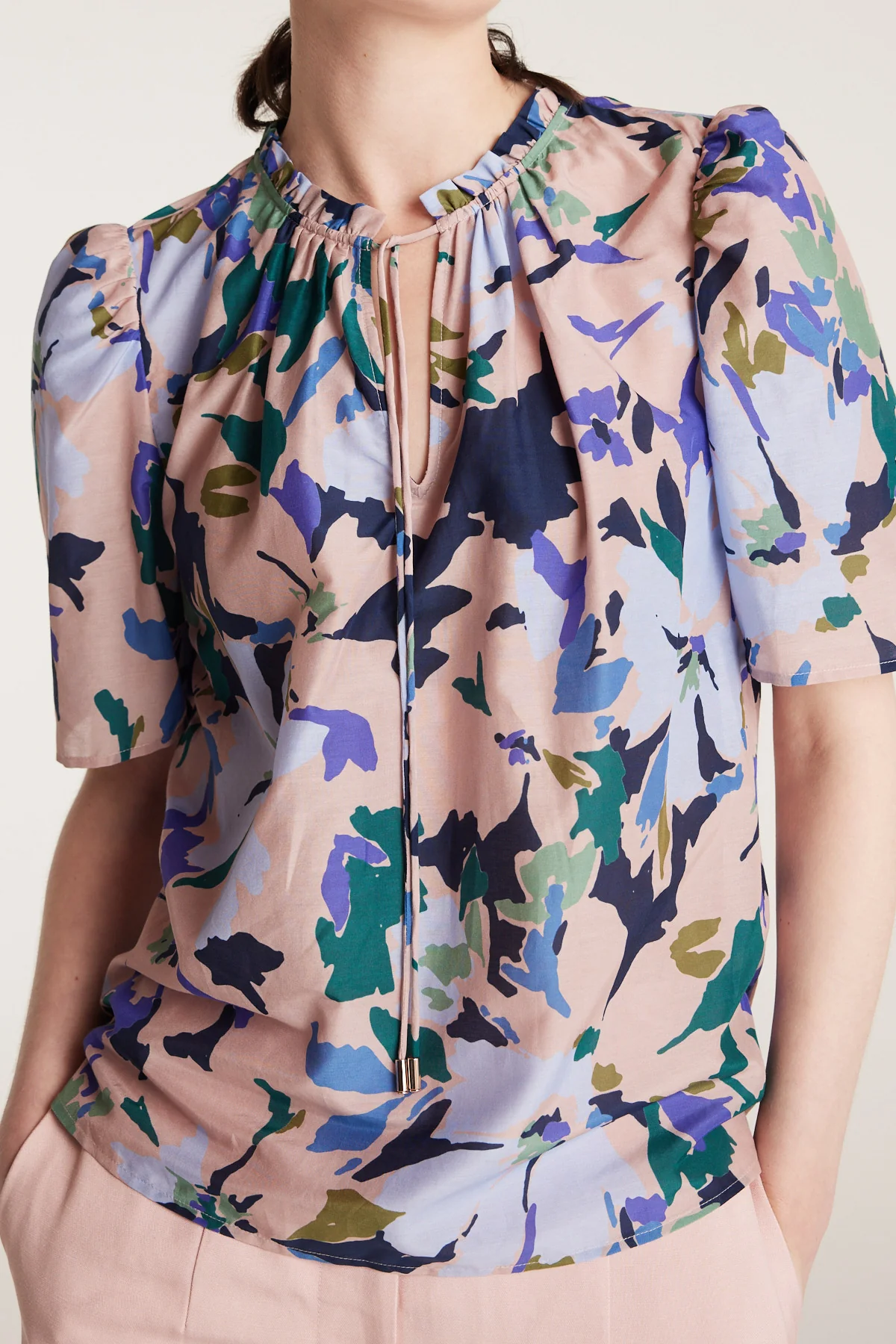 Fleur Silk Top - Pink/Print - Image 5