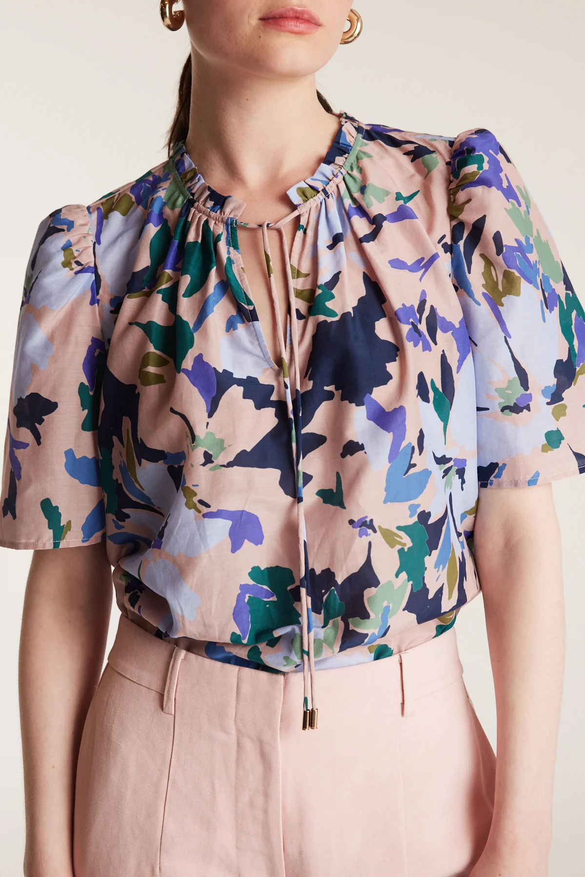 Fleur Silk Top - Pink/Print - Image 7