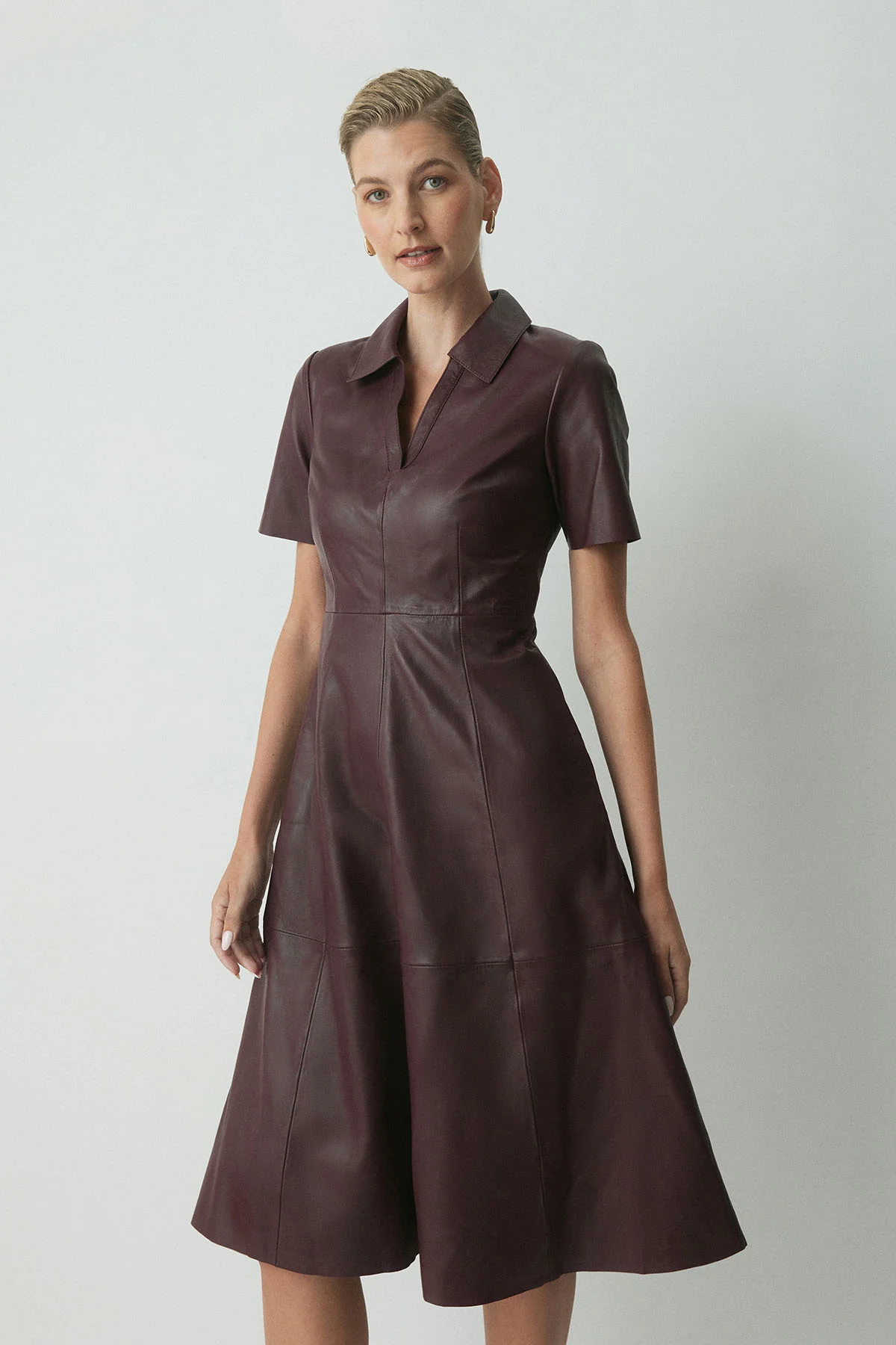 Florence Leather Dress - Burgundy - Image 2