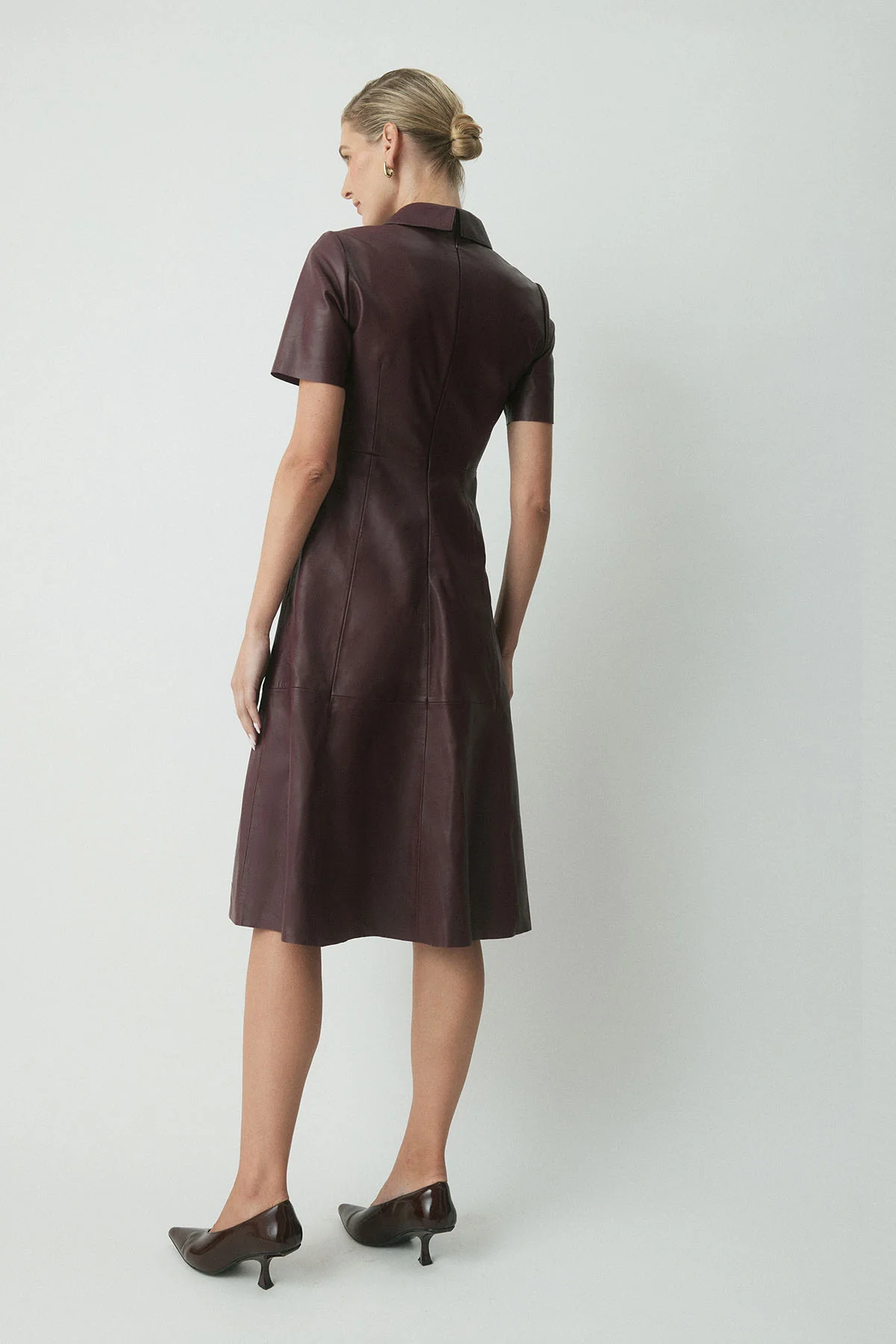 Florence Leather Dress - Burgundy - Image 4