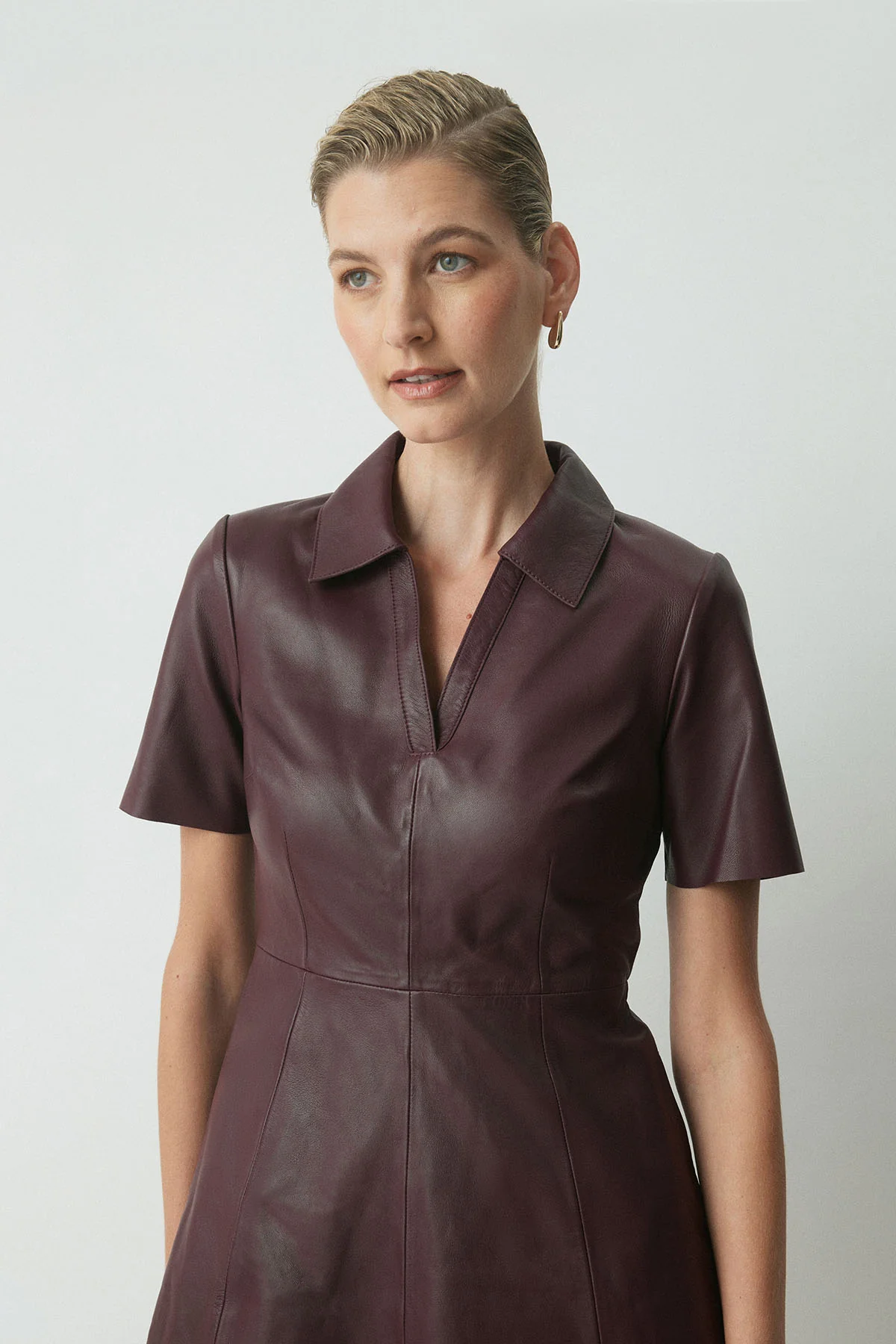 Florence Leather Dress - Burgundy - Image 5