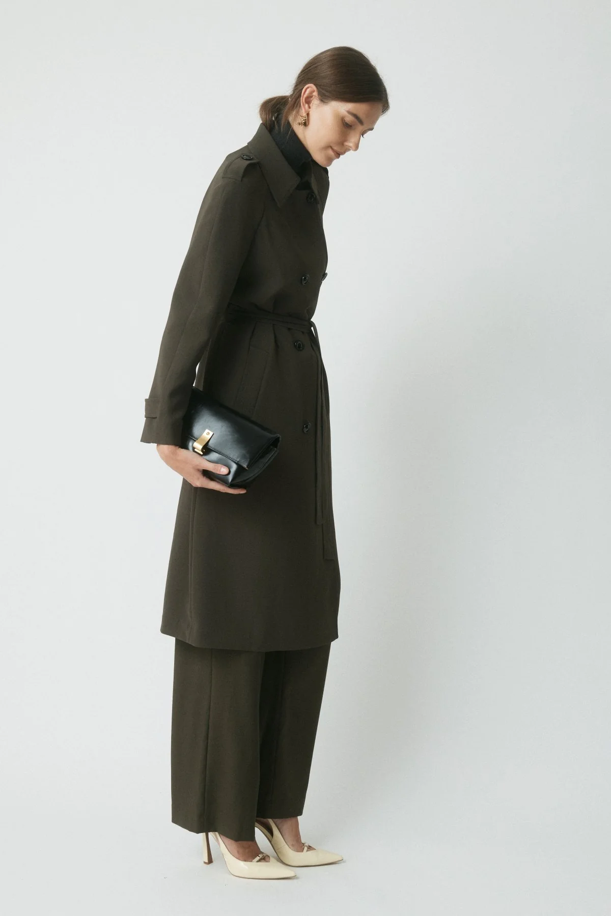 Fynn Trench Coat - Dark Olive - Image 3