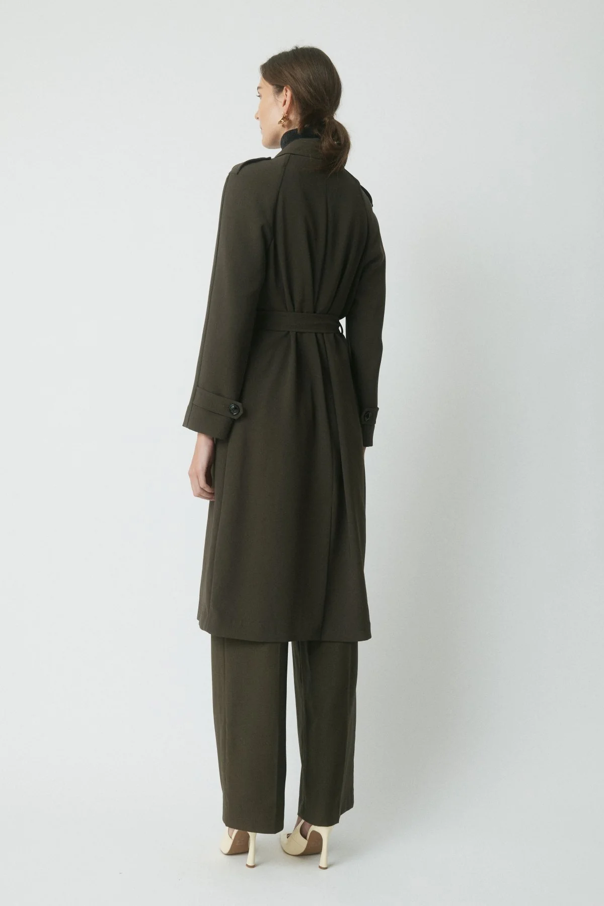 Fynn Trench Coat - Dark Olive - Image 4