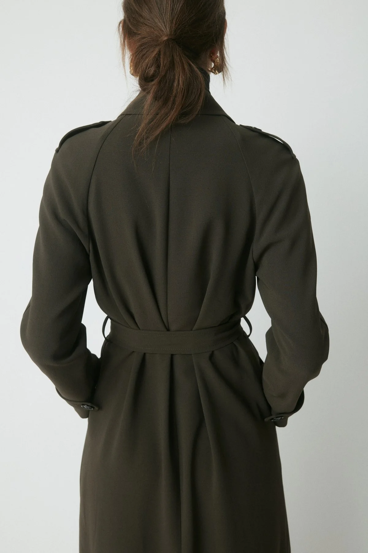 Fynn Trench Coat - Dark Olive - Image 5