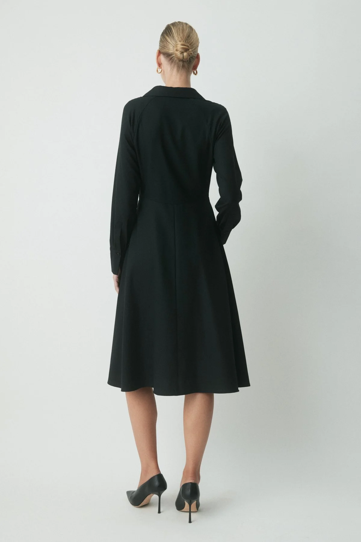 Genevieve Wool Shirtdress - Black - Image 4