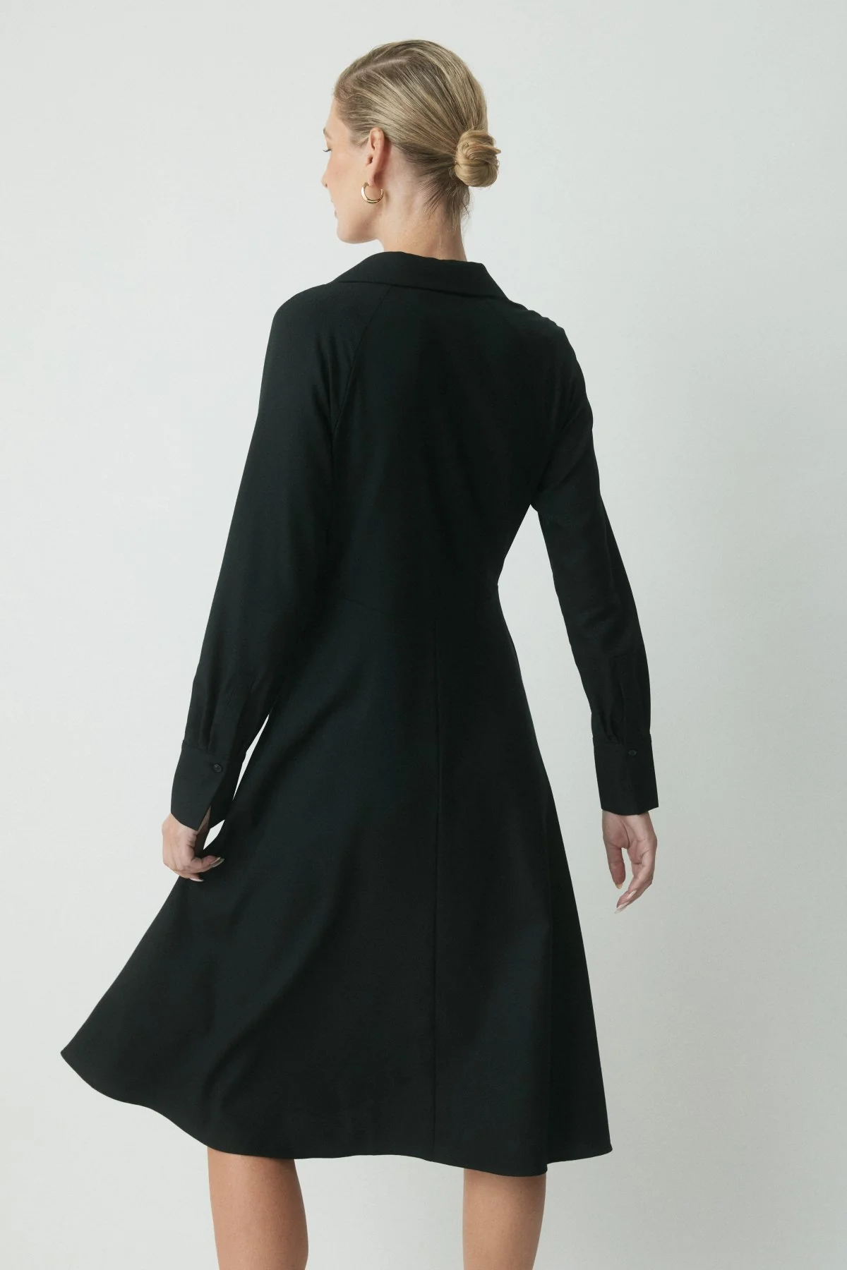 Genevieve Wool Shirtdress - Black - Image 5