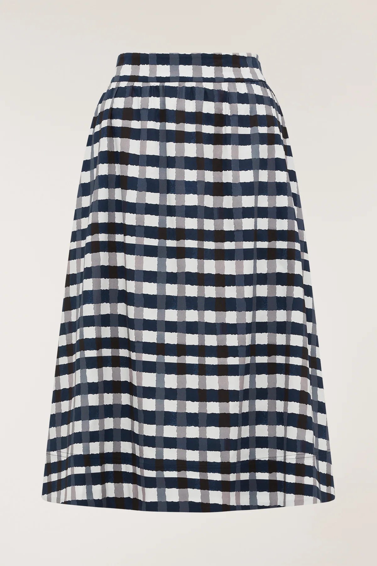 Gingham Cotton Skirt - Indigo - Image 6