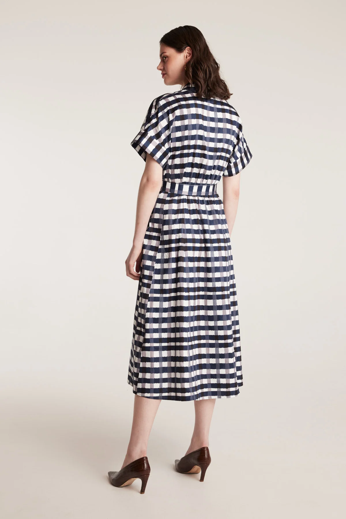 Gingham Shirtmaker Dress - Indigo - Image 4