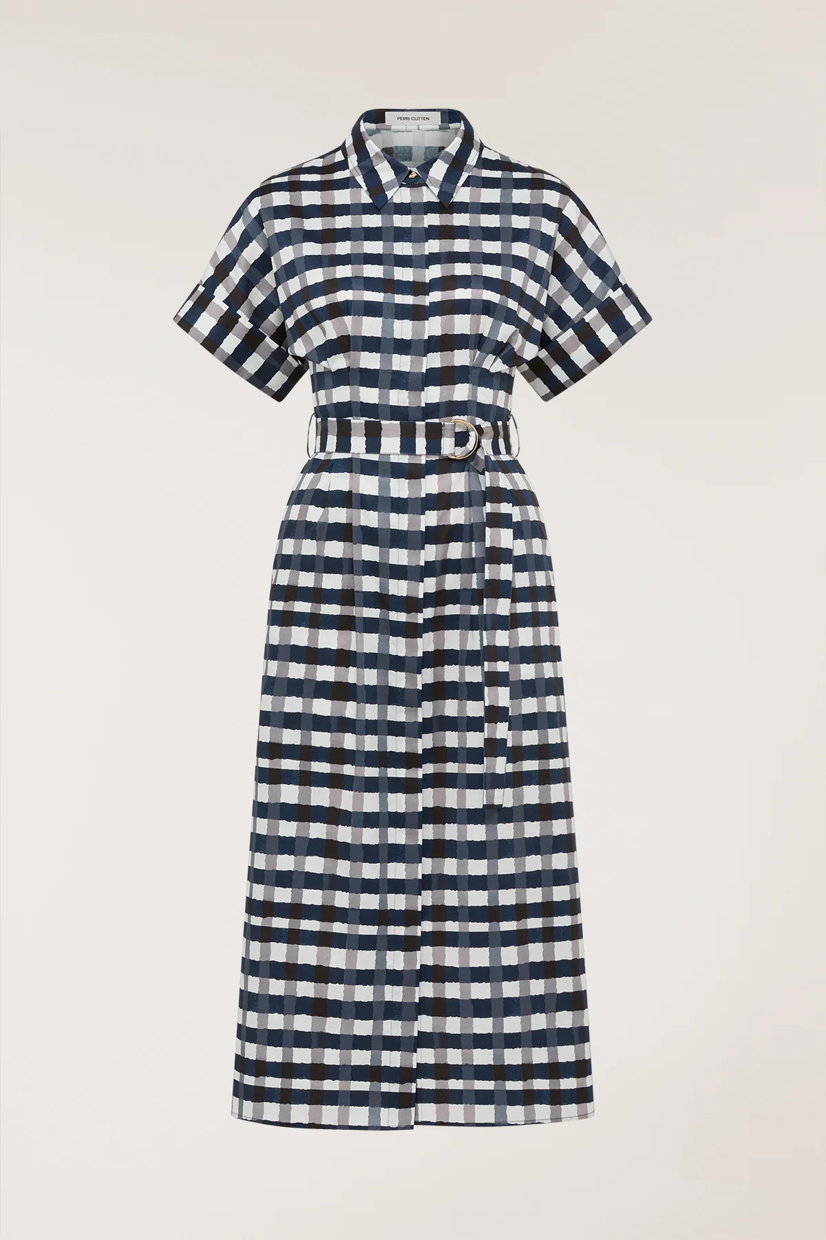 Gingham Shirtmaker Dress - Indigo - Image 6