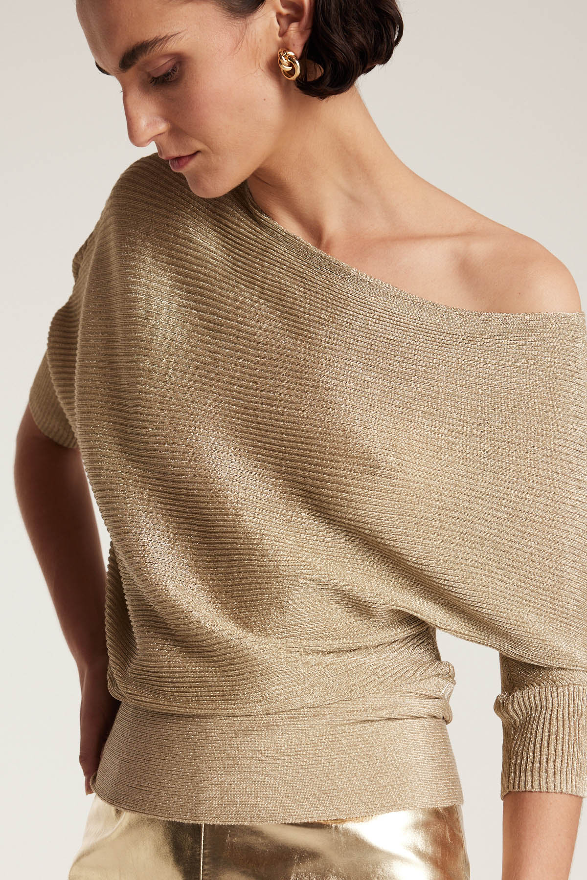 Metallic Knit Top - Gold - Image 2