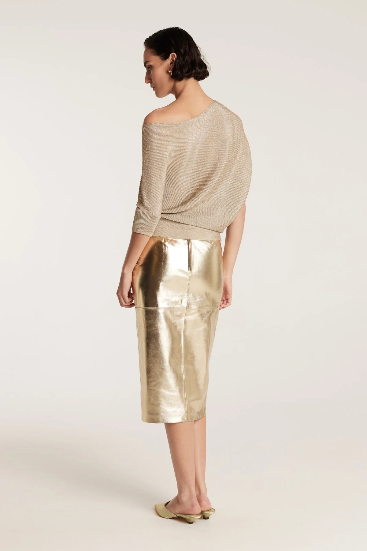 Metallic Knit Top - Gold - Image 4