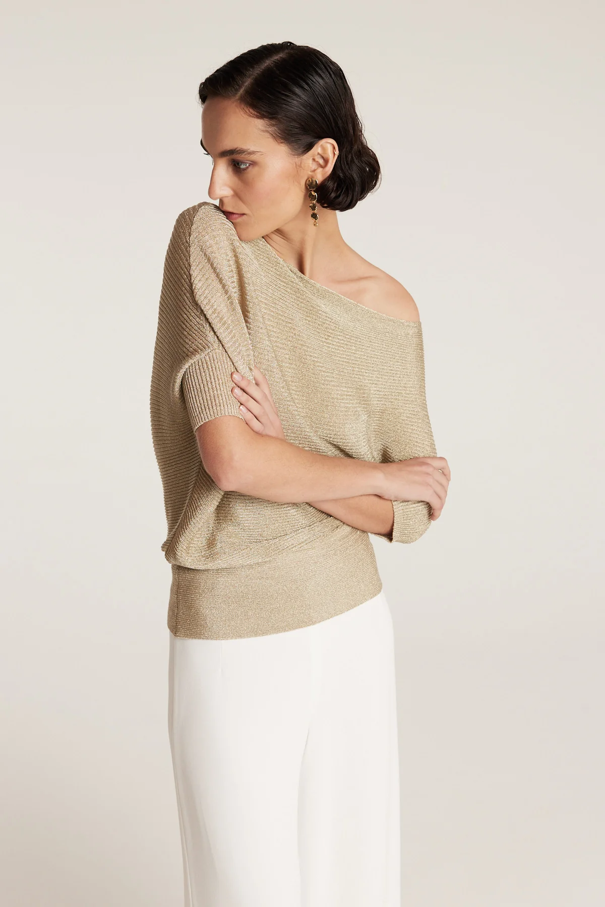 Metallic Knit Top - Gold - Image 8